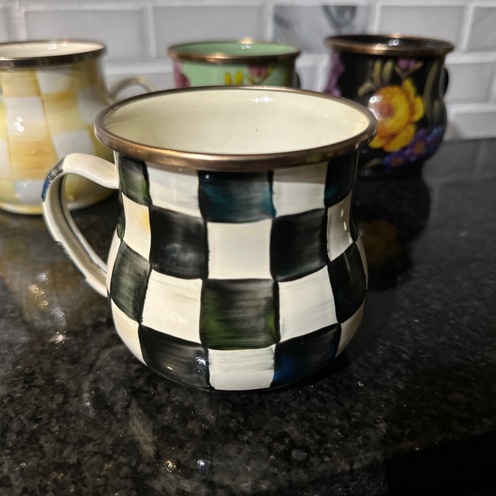 Mackenzie-Childs Enamel Mugs - 4 total